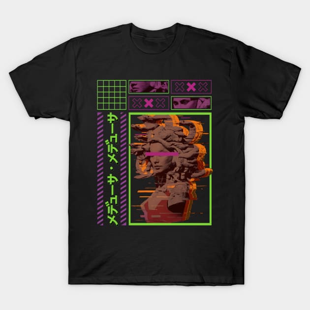 Greek Medusa Vaporwave T-Shirt by GalaxyArt